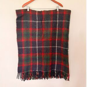 Vintage Horner All Virgin Wool Tartan Plaid Fringe Camping Blanket Throw 48"x60"